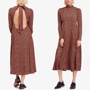 Free People Loveless Printed Open-Back Midi Dress